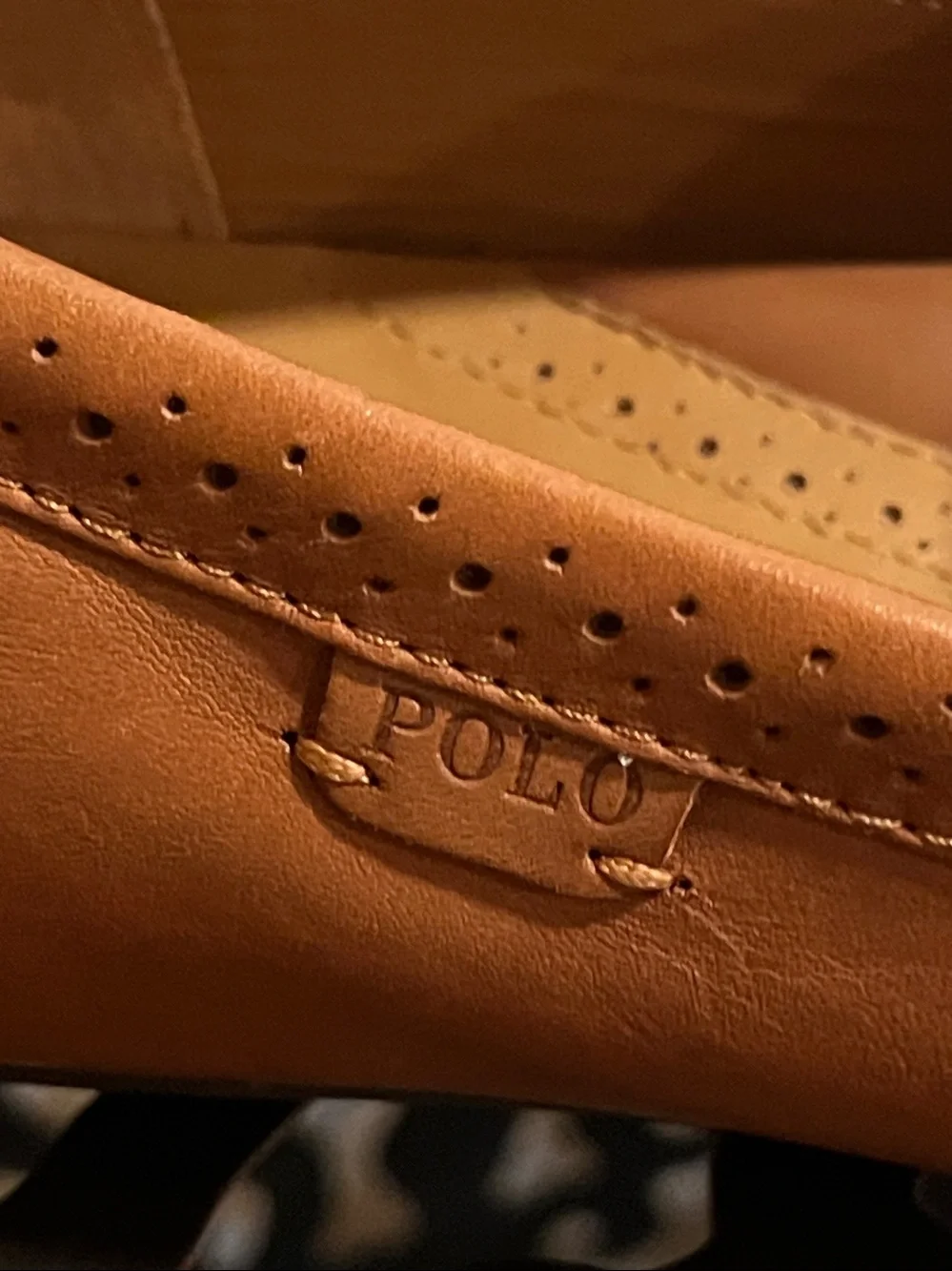 Polo by Ralph Lauren Men's Cognac Leather Slip-On Loafers Sz 12D